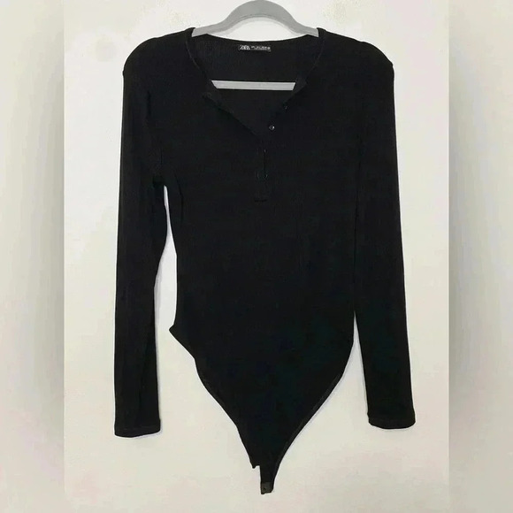Zara Tops - Zara Black Long Sleeve Stretchy Bodysuit